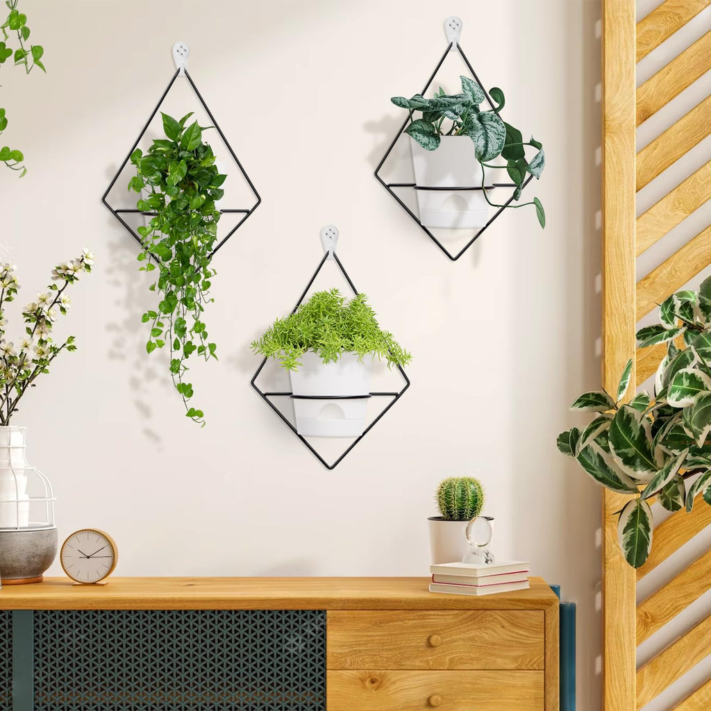 3 Sets Wall Planters for Indoor Plants Geometric Hanging Planters for Indoor Plants - Self-Watering Flower Pots with