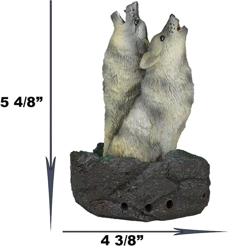 Ebros Howling Twin Gray Wolves Incense Burner Figurine 5.5 Inch Tall As Home Fragrance Decor Figurine Accessory