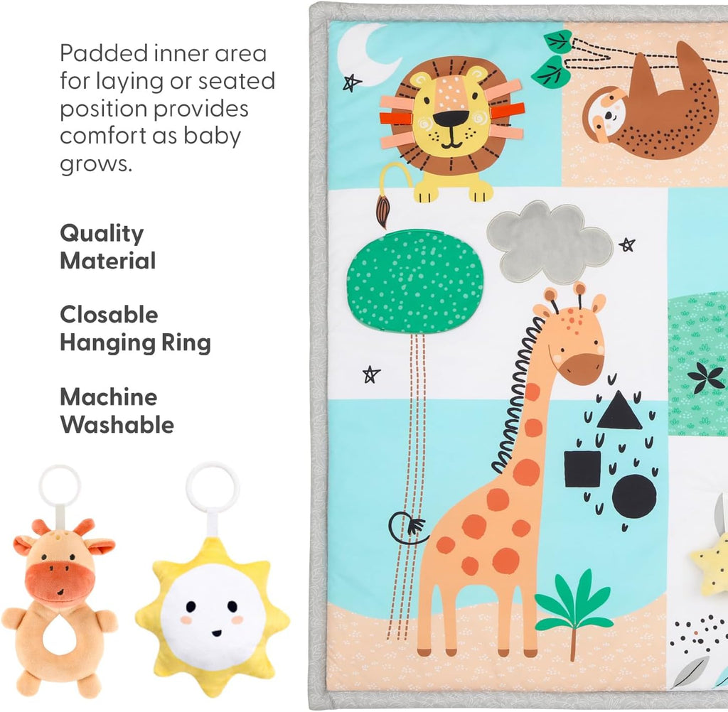Unisex Baby Play Gym & in-1 Play Mat - Playmat Baby Toys 0-6, 6-12 Months Tummy Time Mat with Hanging Toys, Soft