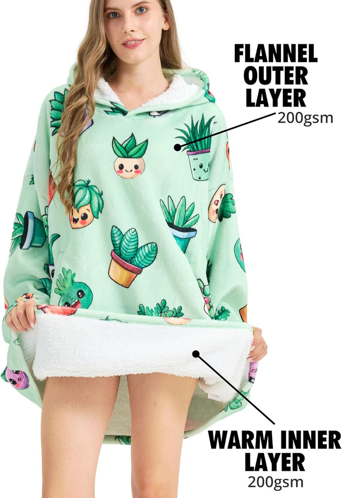 Plant Gifts for Gardening Lovers, Wearable Blanket Hoodie, Hooded Blankets | Oversized Sweatshirt, Cozy, Warm, Soft