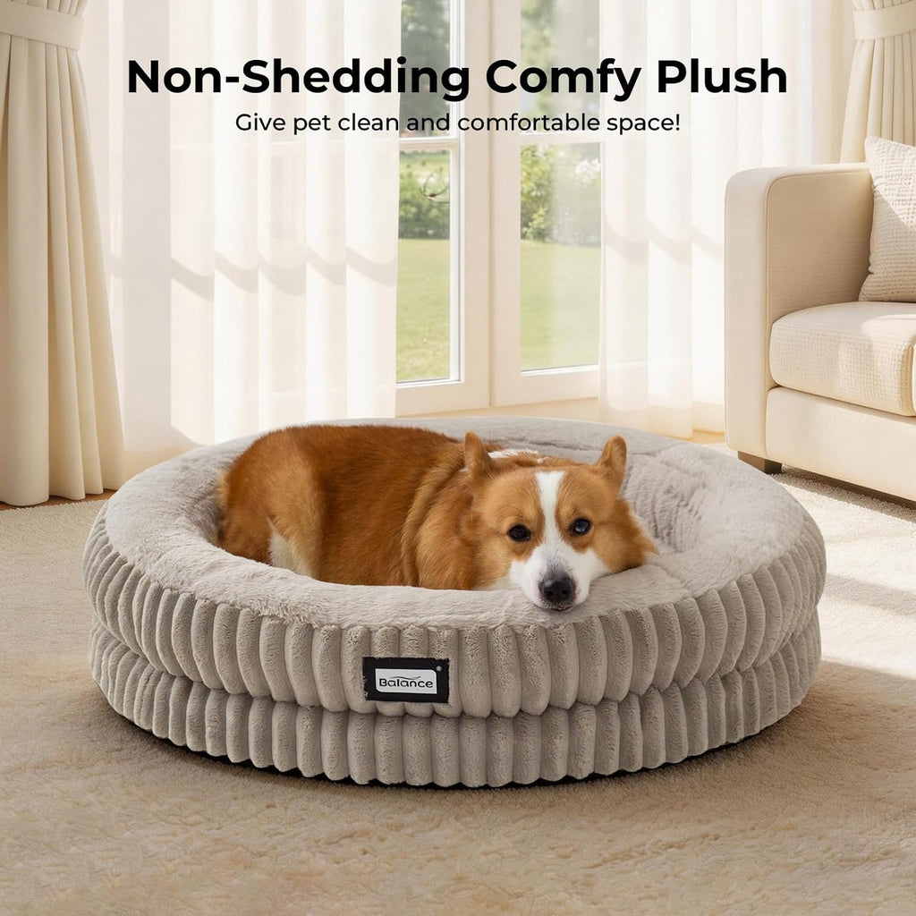 Donut Dog Bed, Round Dog Bed Medium Size Dogs Washable, Orthopedic Calming Dogs Beds for Kitten, Fluffy