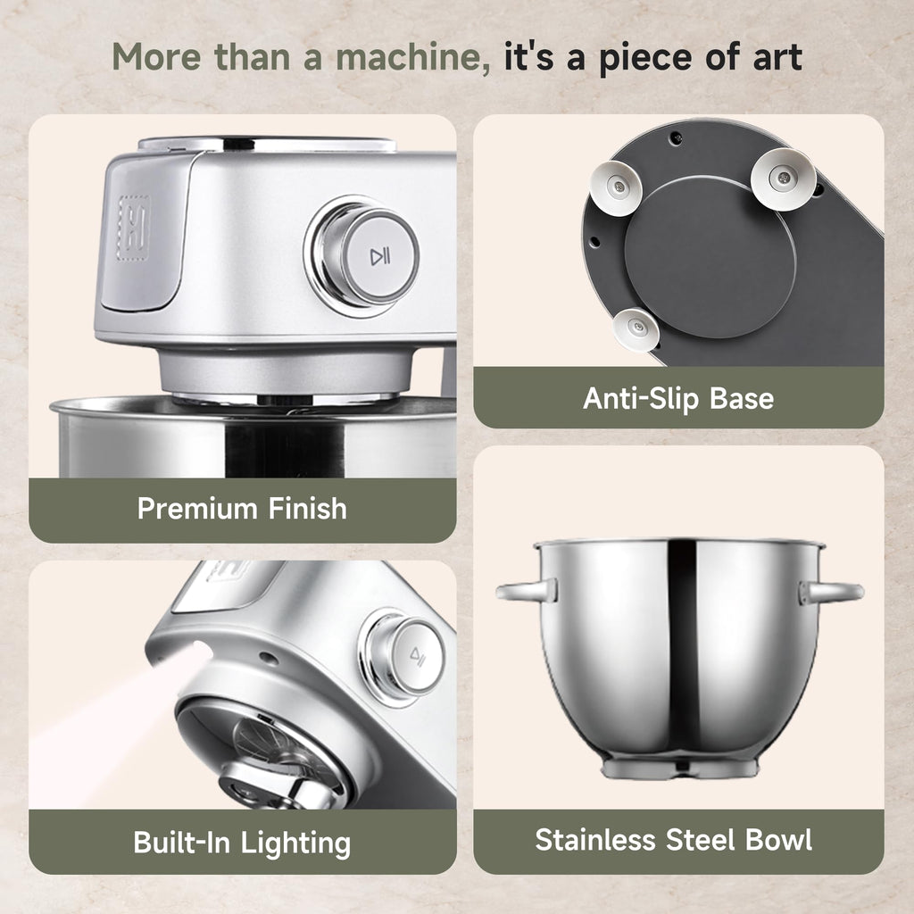 Stand Mixer 6QT XL Large, 4.5" LED Touch Screen Electric Household Stand Up Mixer, Full Metal Structure Standing