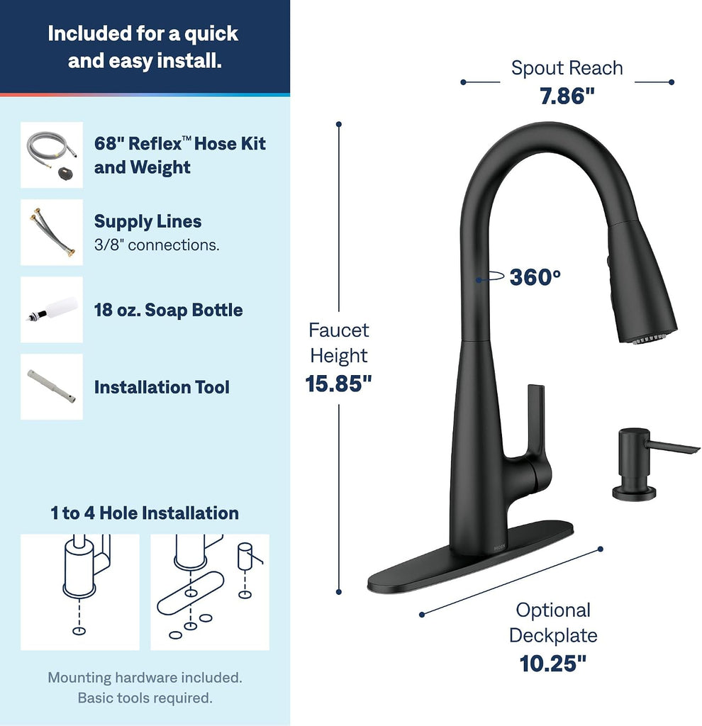 Haelyn Matte Black Kitchen Faucet Featuring Pulldown Sprayer with Power Boost for a Faster Clean, Modern Kitchen