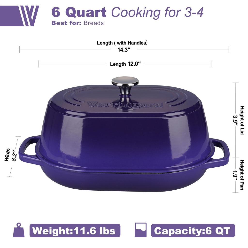 Enameled Cast Iron Dutch Oven Pot with Dome Lid, Oval Bread Oven made Sourdough Bread Baking, Oven Safe up to 500°F