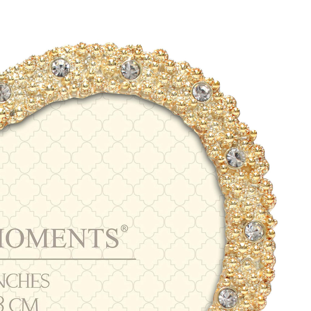 5x5 Heart Shaped Brass Bling Picture Frame with Rhinestones