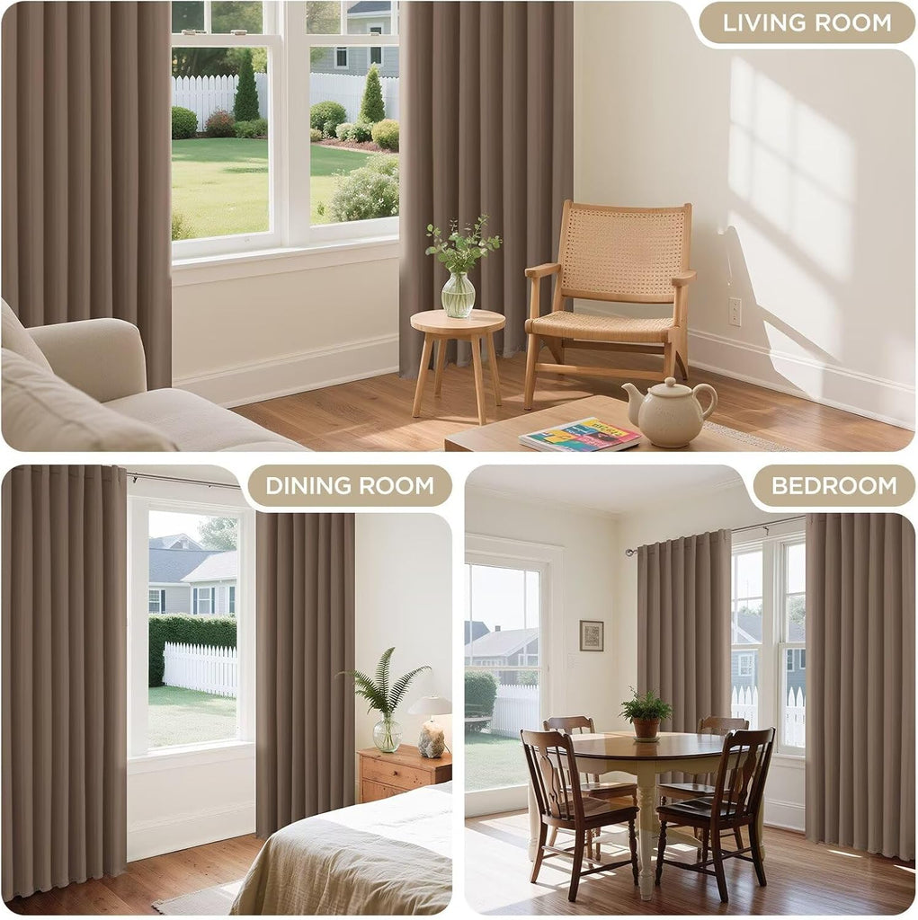 Blackout Curtains 96 Inches Long, Thermal Insulated Black Out Curtains 2 Panels Set, Room Darkening Drapes for Living