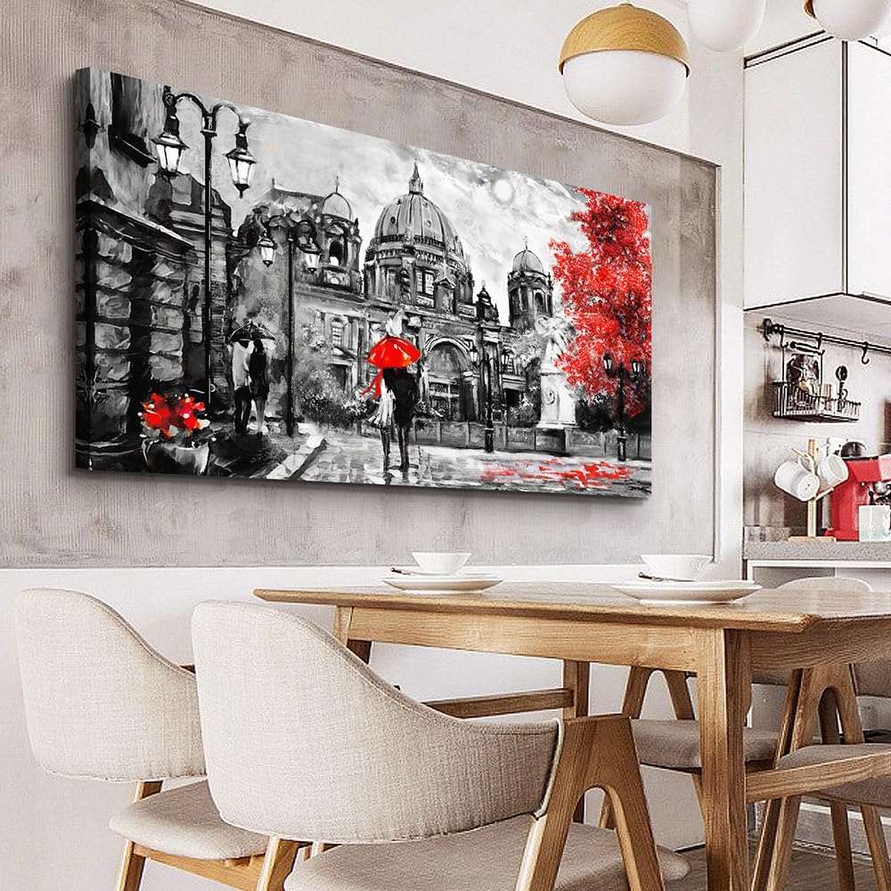 Wall Wall Decor Office Decoration Black And White Street Scene Watercolor Wall Painting Romantic Lover Canvas Print