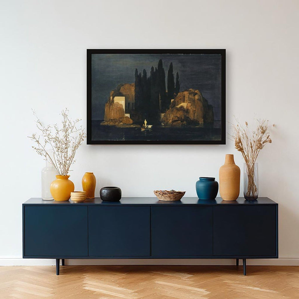 Arnold Bocklin Isle of Dead Canvas Wall Art, Symbolism Oil Painting Print, Vintage Gothic Fine Poster Bedroom Office