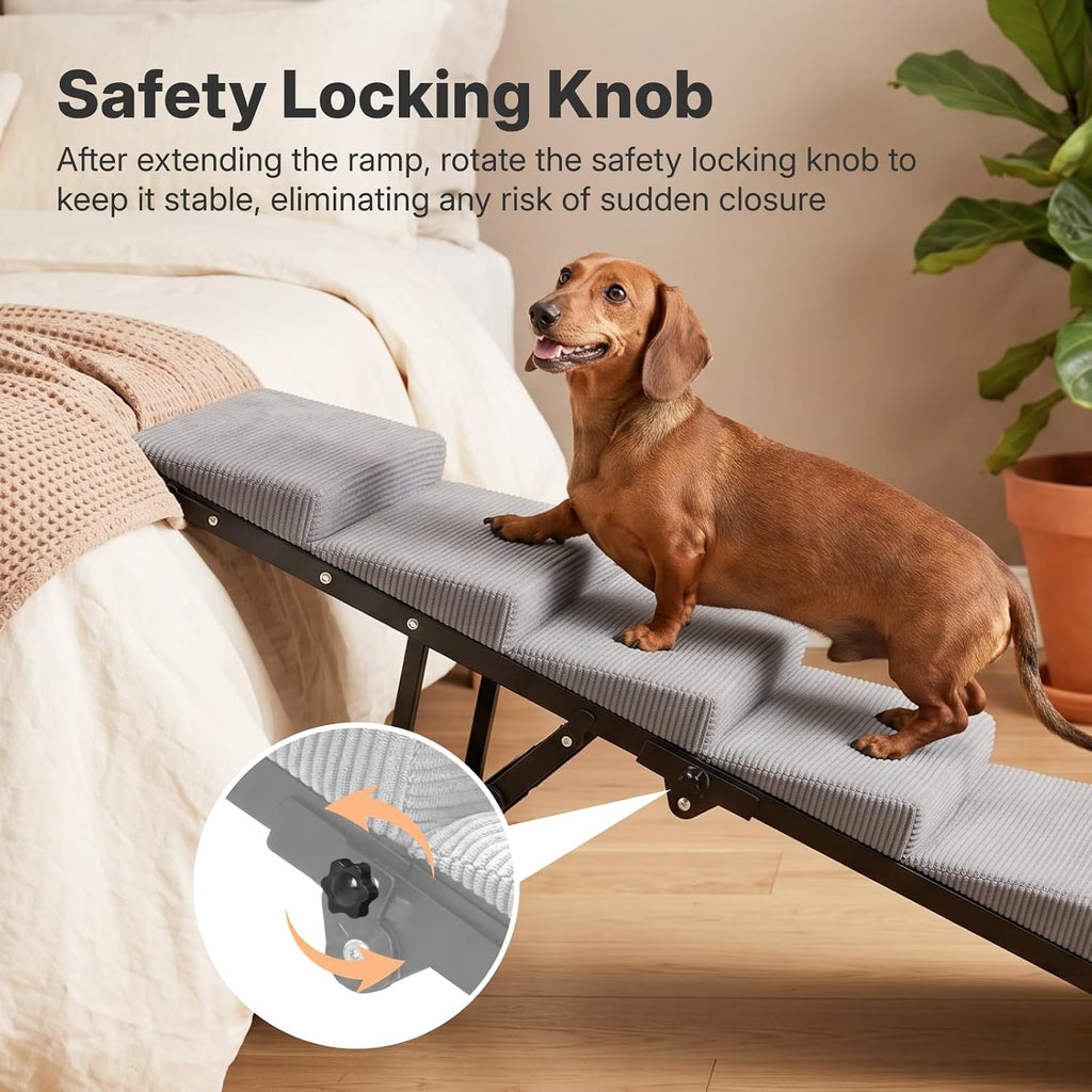 Dog Ramp for Bed Couch, Foldable Pet Stairs for Large Dogs 17"-23" H