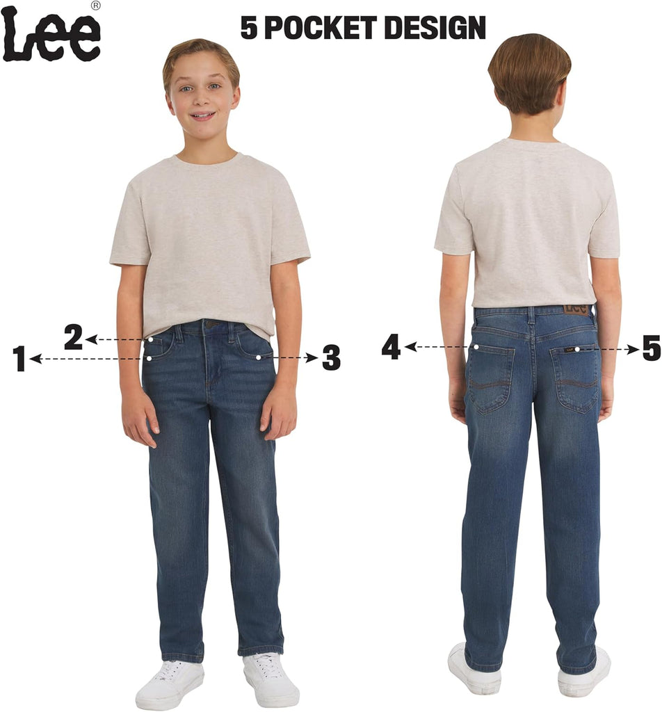 Boys' 5 Pocket Straight Fit Stretch Waist Denim Jeans