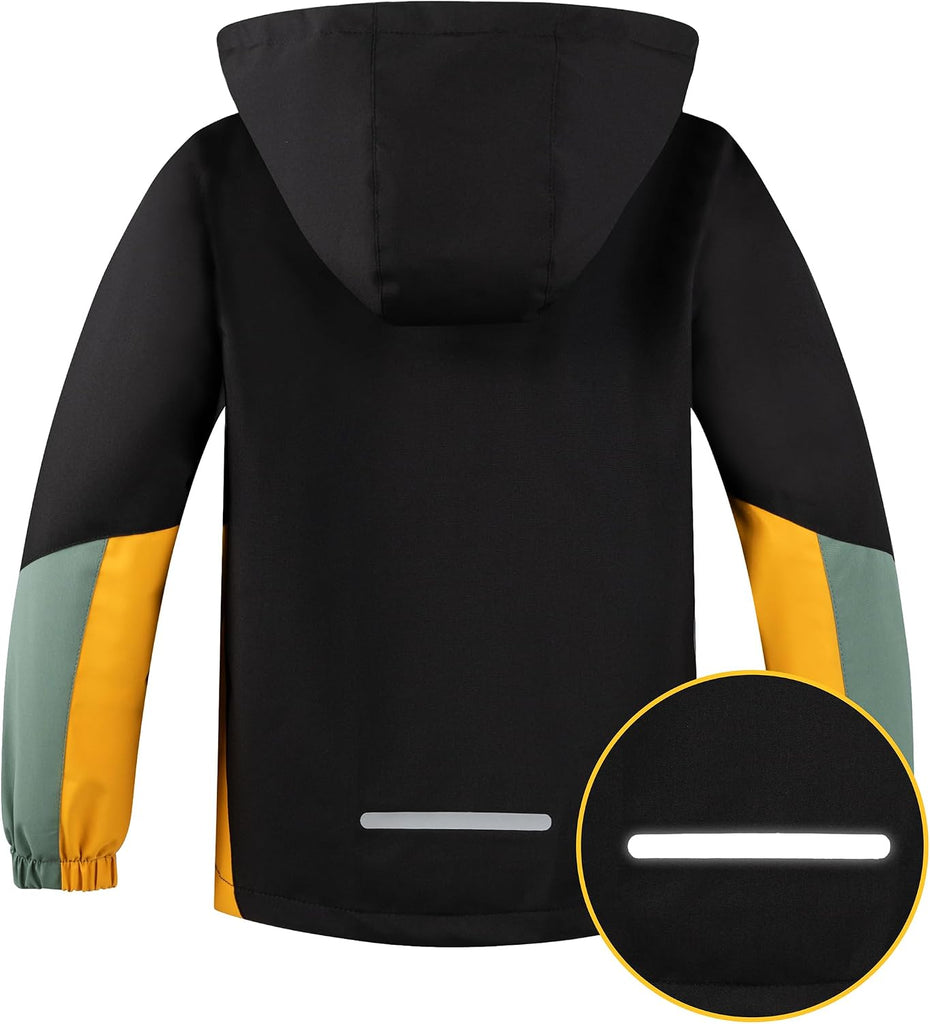Boys Rain Jacket Waterproof Windbreaker with Hood Mesh Lined
