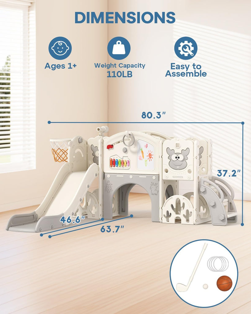 Toddler Slide Set,13 in 1 Kids Slide Playground for Toddlers Age 1-3