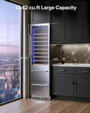 Wine and Beverage Refrigerator, 24 Inch 2 IN 1 Dual Zone Wine Cooler, Built