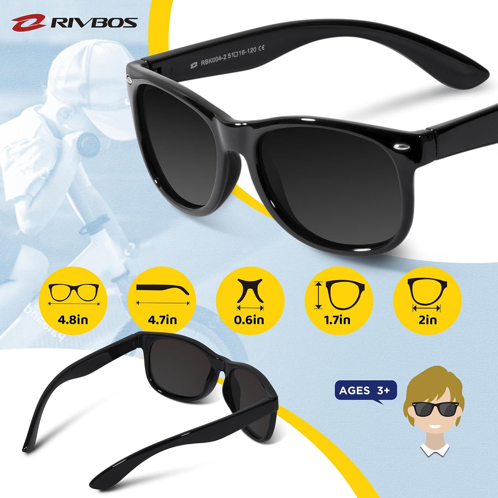 Kids Sunglasses Polarized UV400 TPE with Strap for Boys Girls RBK004