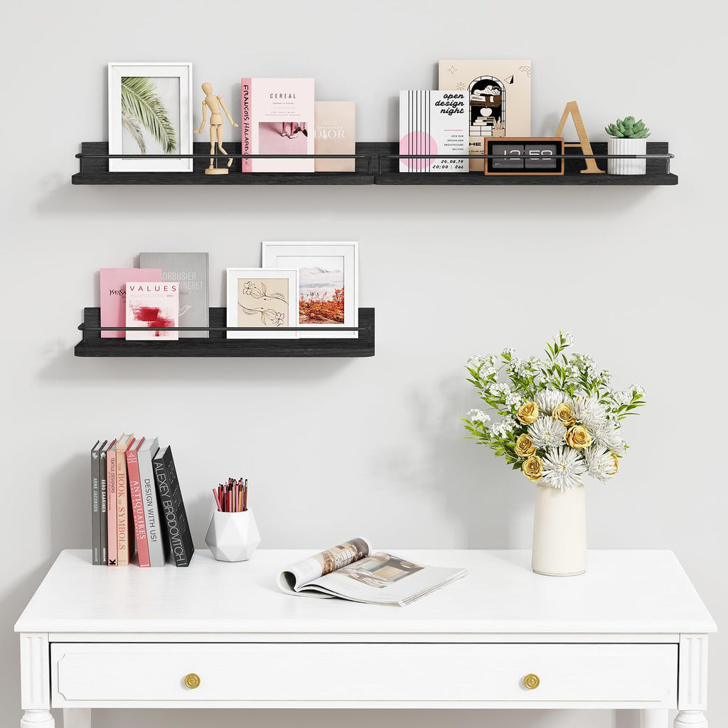 Black Floating Shelves for Wall, Bahtroom Wall Shelves Over Toilet