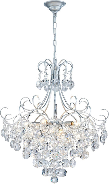 Crystal Chandelier K9 Crystal Lighting Chandelier for Living Room 10 E12 Bulbs High 27.6 in x Diameter 22.8 in, Silver