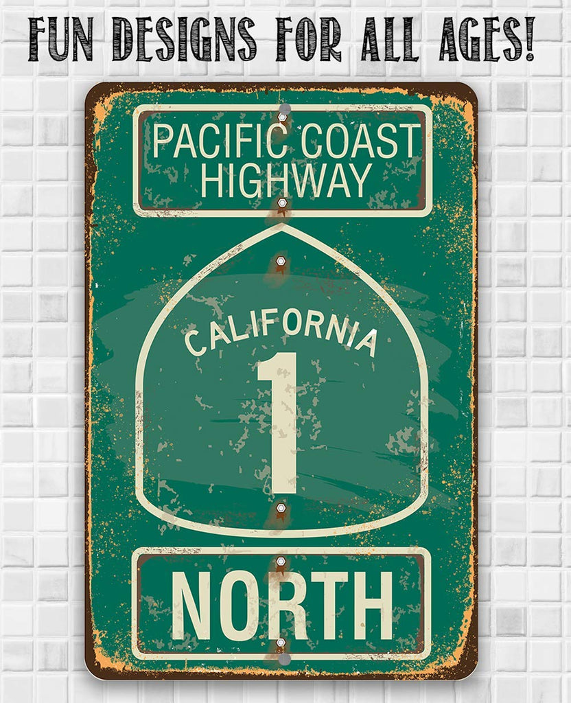 Pacific Coast Highway North Sign - Vintage California Beach Signage, Great Room and Beach Decoration, Nautical Rustic
