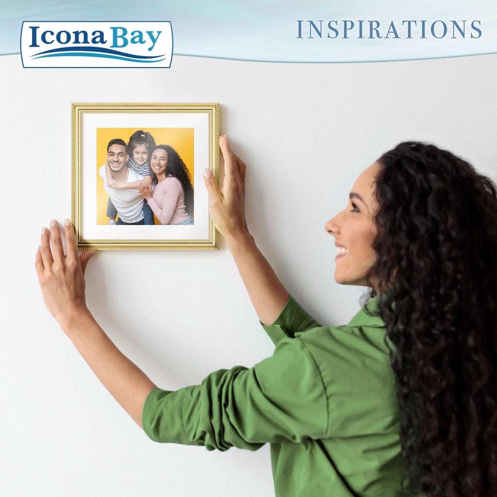 8x8 Picture Frames with 6x6 Mat, Gold, 6 Pack, Contemporary, Inspirations