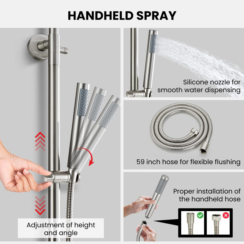 Outdoor Shower Kit 304 Stainless Steel, Brushed Nickel, 8 Inch