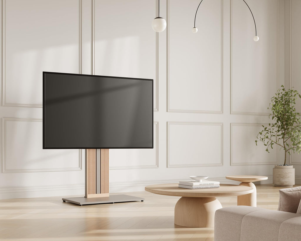 Floor TV Stand for 55-88" TV with Hidden Back Storage, Morandi Grey