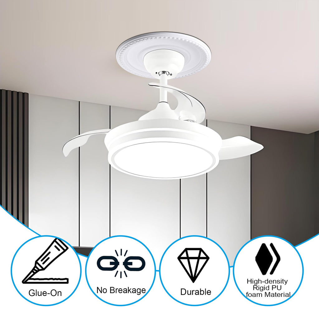 1-Pack Ceiling Medallion - 12-1/2" OD x 3-15/16" ID x 1-3/8" P - Primed Light Fixture Cover Plate for Chandeliers