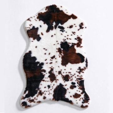 Coffee and White Cow Cute Bath mat, Faux Rabbit Fur Non-Slip Shaggy Water Absorbent Microfiber Soft Fluffy Bathroom
