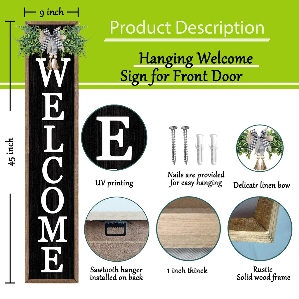 Outdoor Welcome Sign, 45"×9", Wood