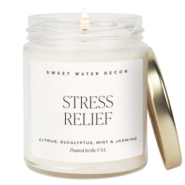 Stress Relief Candle, 9oz Clear Jar, Spa Scent
