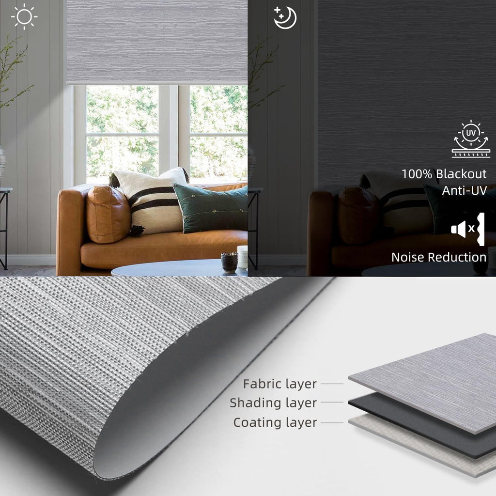 Motorized Roller Shades Blackout Smart Blinds Essential Grey
