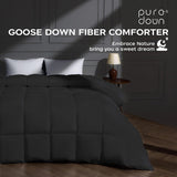 Goose Feather Down Fiber Comforter Twin, Lightweight 100% Cotton Duvet Insert Medium Warmth
