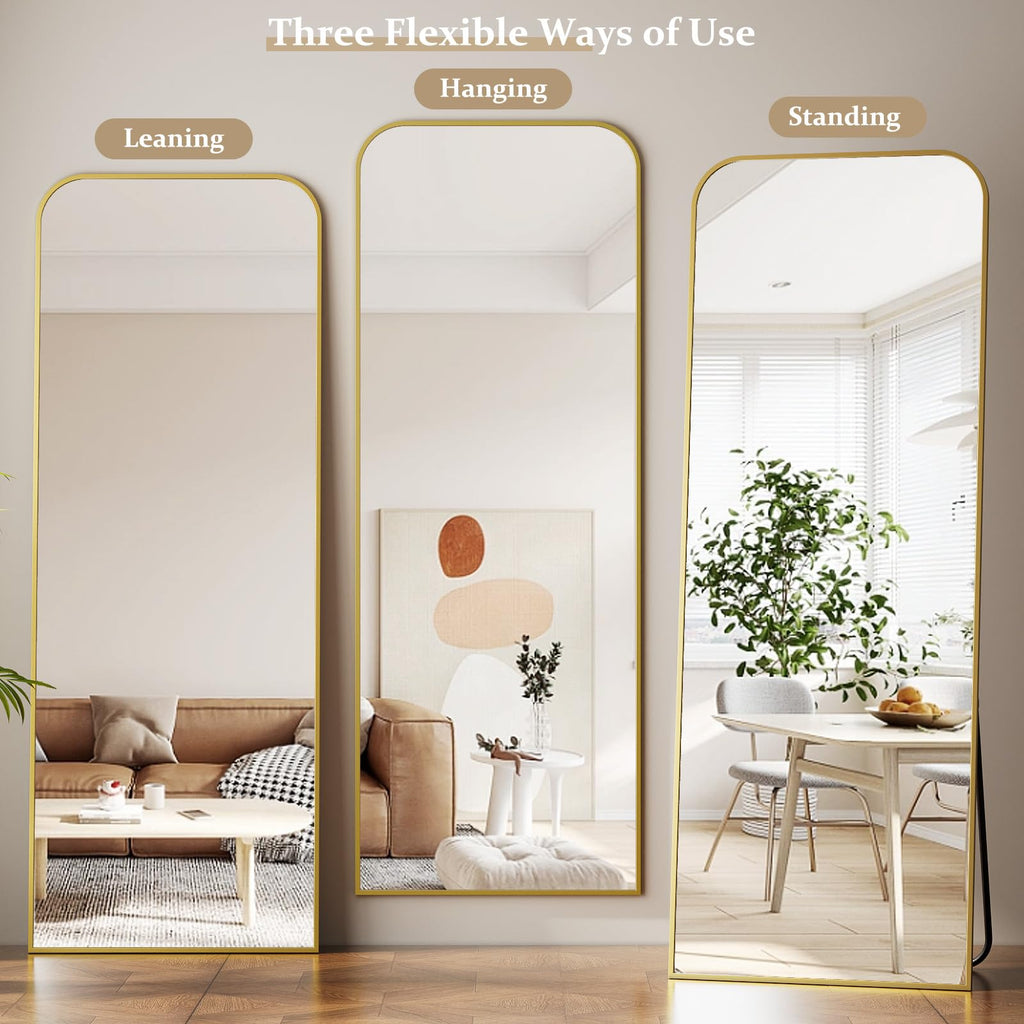Full Length Mirror 65"x24" Arched Floor Standing Large Mirrors