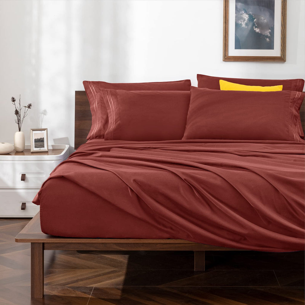 Rust King Size Sheet Set, 6 Piece, 16 Inch Deep Pocket
