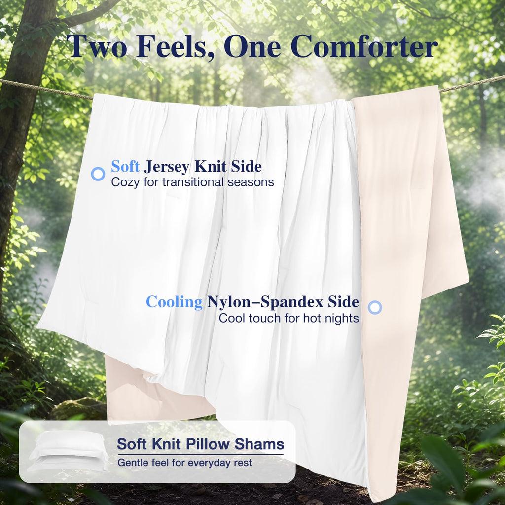 Cooling Comforter, 3-Piece Reversible Bed Set, White