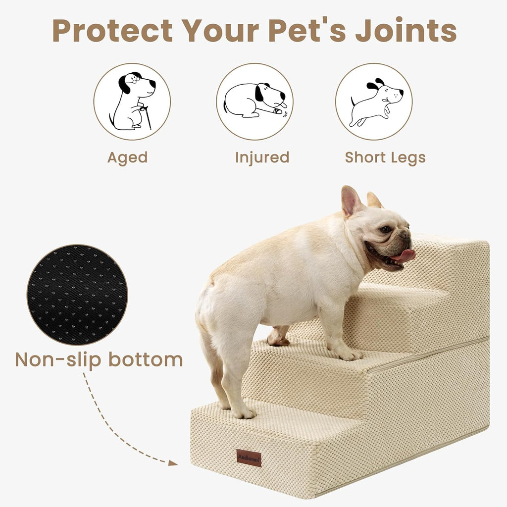 Dog Steps for Bed & Couch, 18.5" H 4-Step Pet Stairs for Small Dogs