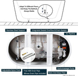 Mauritius 59 Inch Acrylic Freestanding Whirlpool Bathtub, Oval with 8 Air Water SPA Jets Morden White Stand Alone