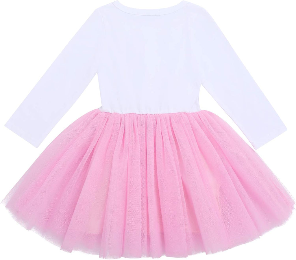 Baby Girls Toddlers My 1st / 2nd / 3rd Birthday Long Sleeve Tutu Dress with Bowknot Headband 2pcs Clothes Set
