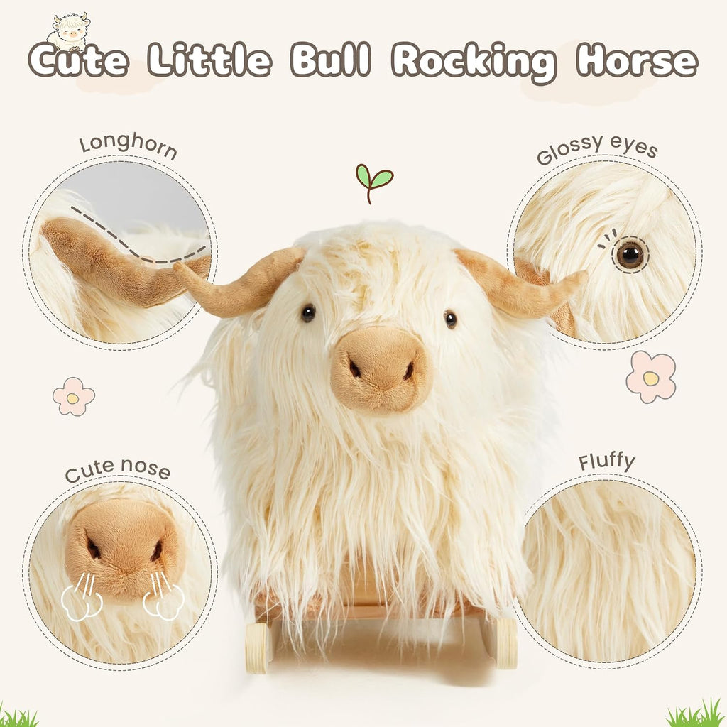 Baby Rocking Horse,Highlander Cattle Rocking Toy for 1+ Year Old Boys and Girls Rocking Horse for Kids Room Nursery