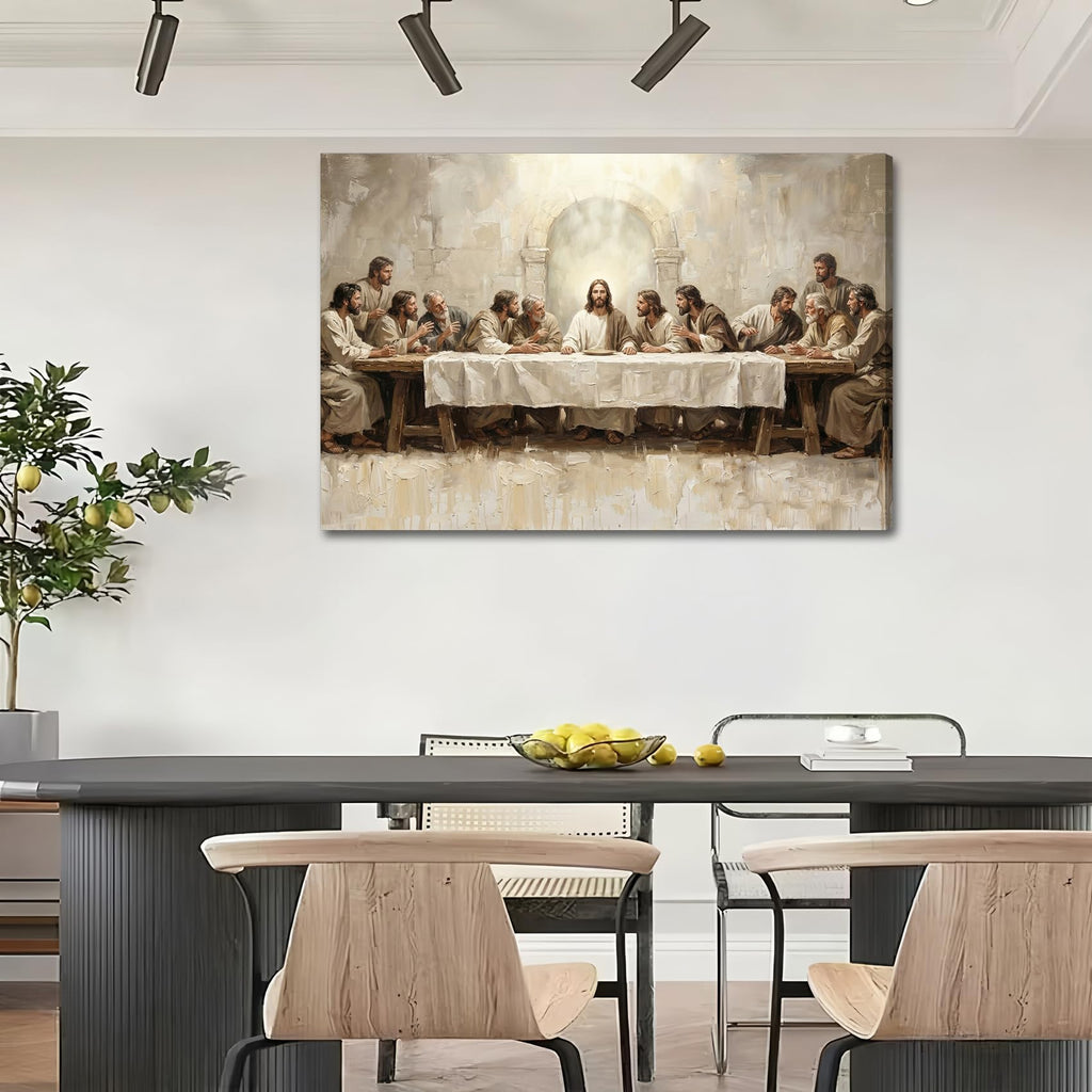 Jesus The Last Supper Large Canvas Wall Art, Dining Room, 36x24 in