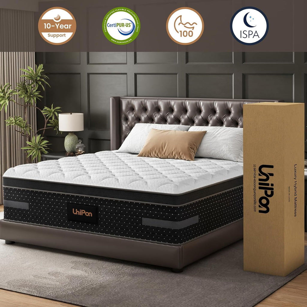 Firm Full Mattress, 14 Inch Hybrid Mattresses with Back & Hip Support | Deep Sleep & Zoned Support, Fiberglass-Free
