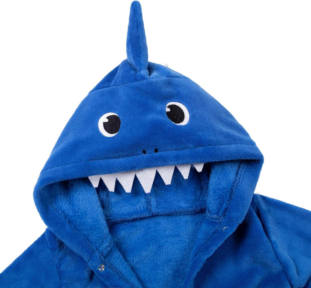 Kids Boys Girls Shark Soft Hooded Bathrobe Toddler Robe with Animal Hood
