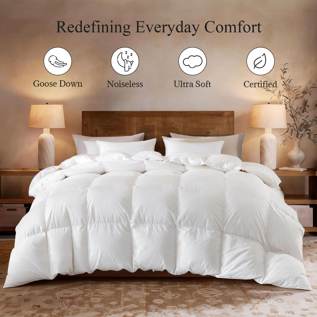 Winter Goose Down Comforter King Size, Luxury Duvet Insert