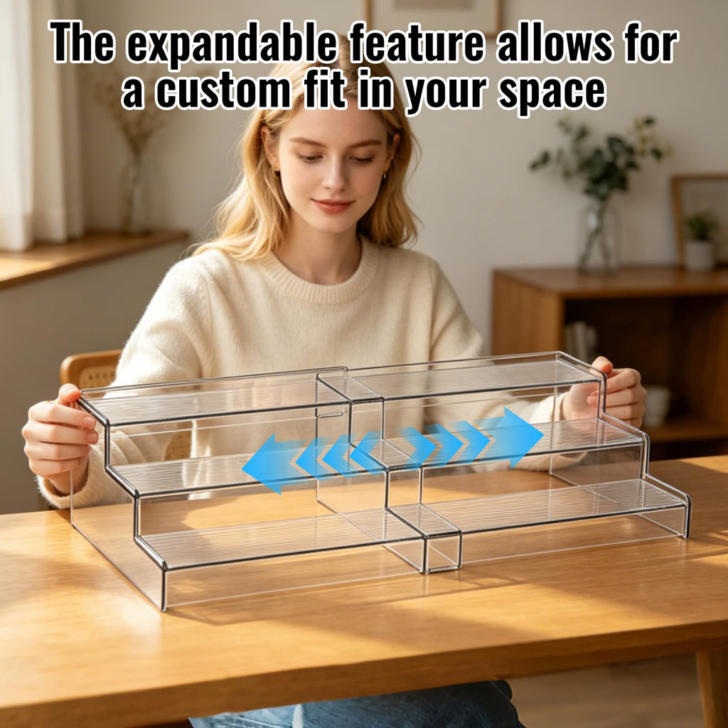 Extendable Can Rack Organizer for Pantry 3-Tier Acrylic Can Rack Organizer for Food Storage Roomsholds up to 24 Cans