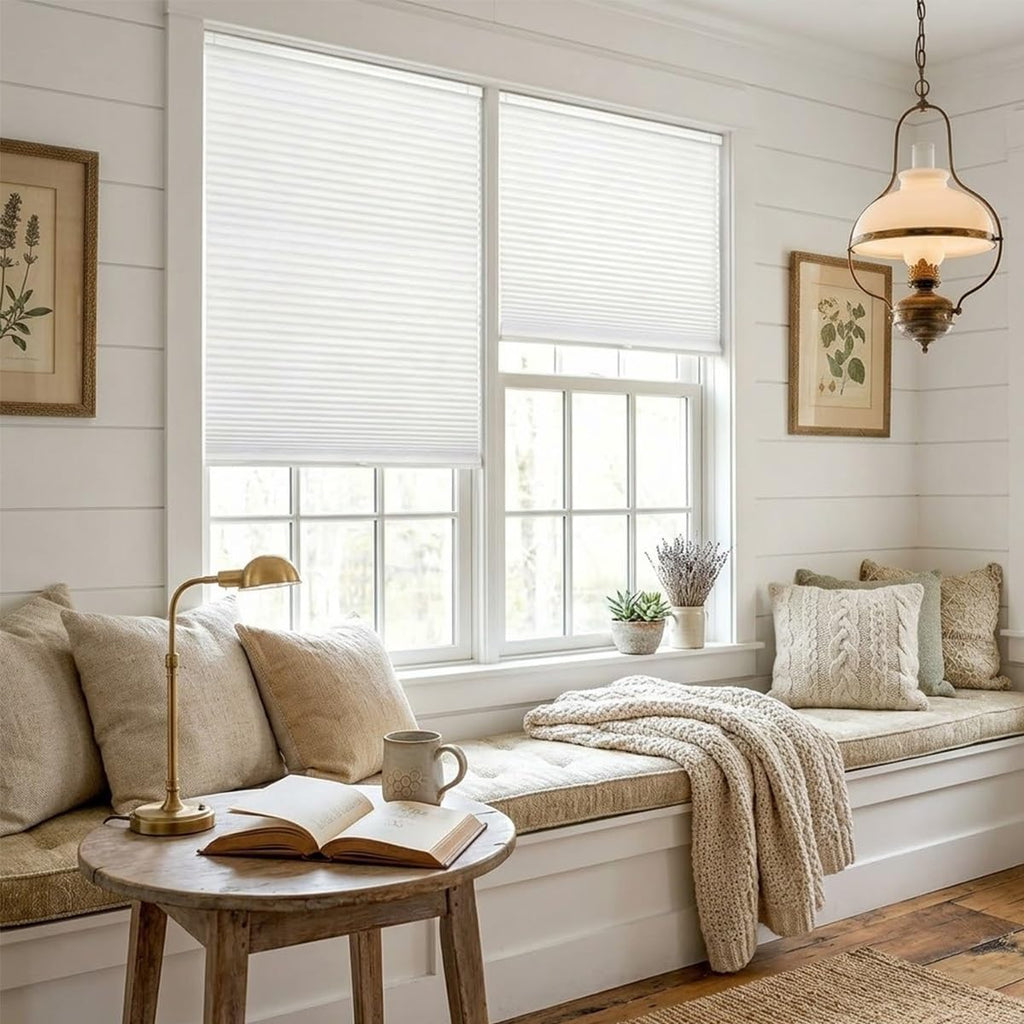 Cordless Cellular Shades, No Drill No Tools Blackout Honeycomb Blinds for Indoor Windows, Thermal Insulation Noise
