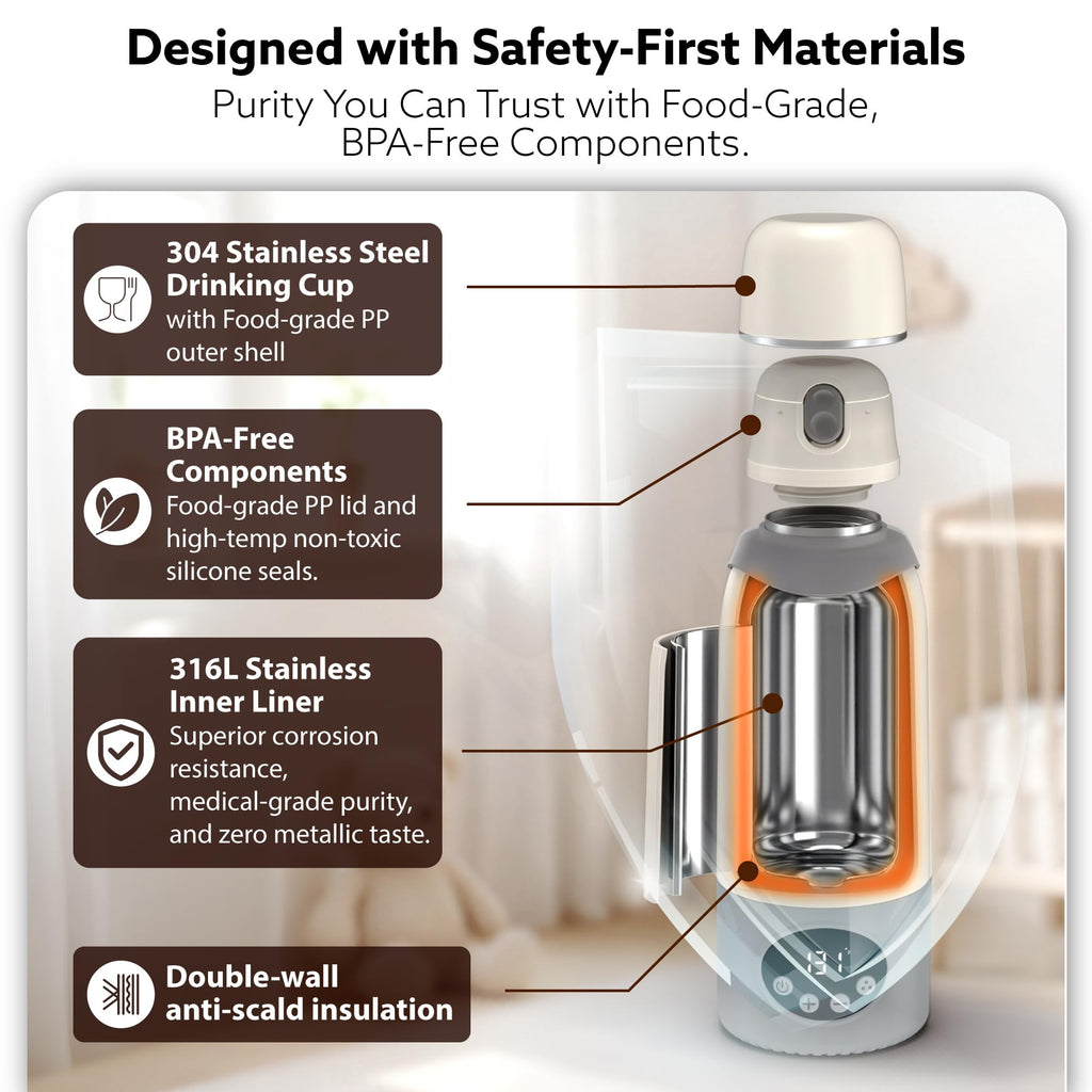 Portable Bottle Warmer for Travel, Baby Milk Warming, 17oz, SUS316
