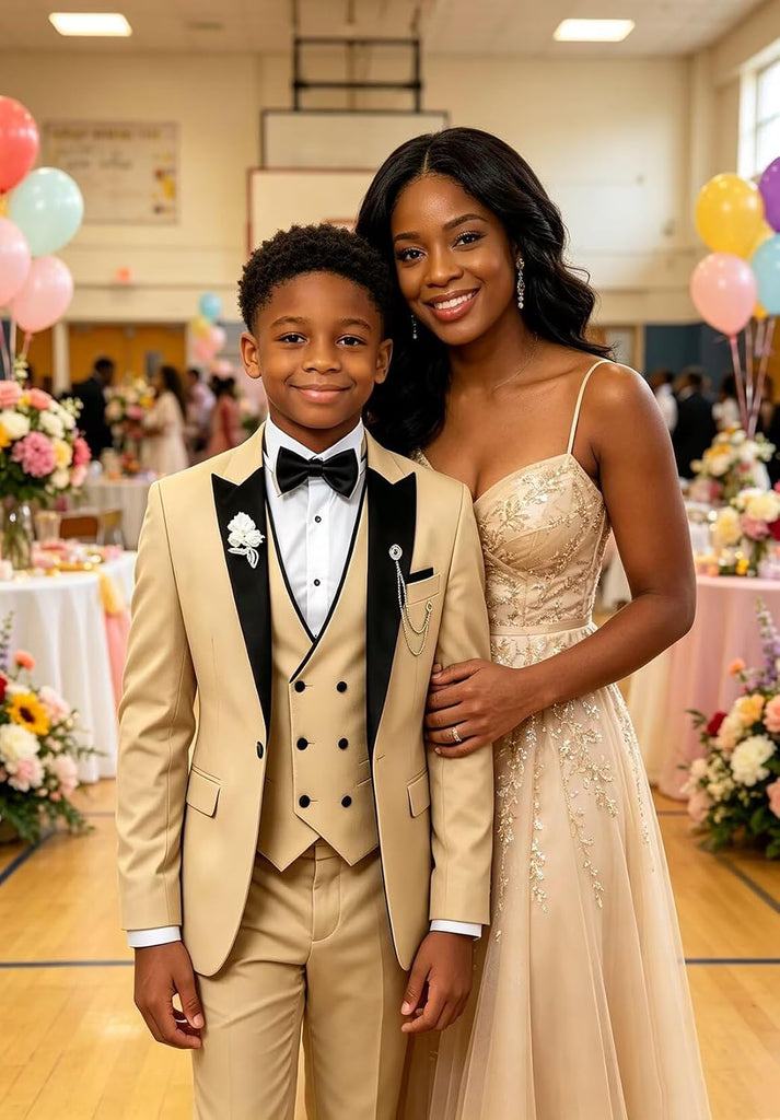 Kids Tuxedo Suits for Boys Slim Fit Wedding Prom Outfit Teen Dresswear Set