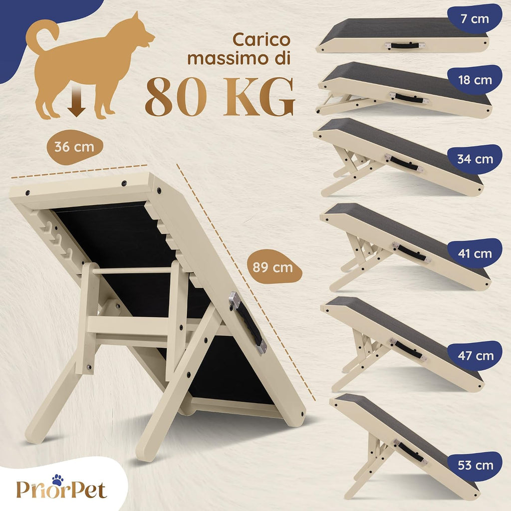 Dog ramp for Couch - Non-Slip, Sturdy Build Foldable Dog ramp - Supports up to 200lbs - Adjustable 7'' to 20''