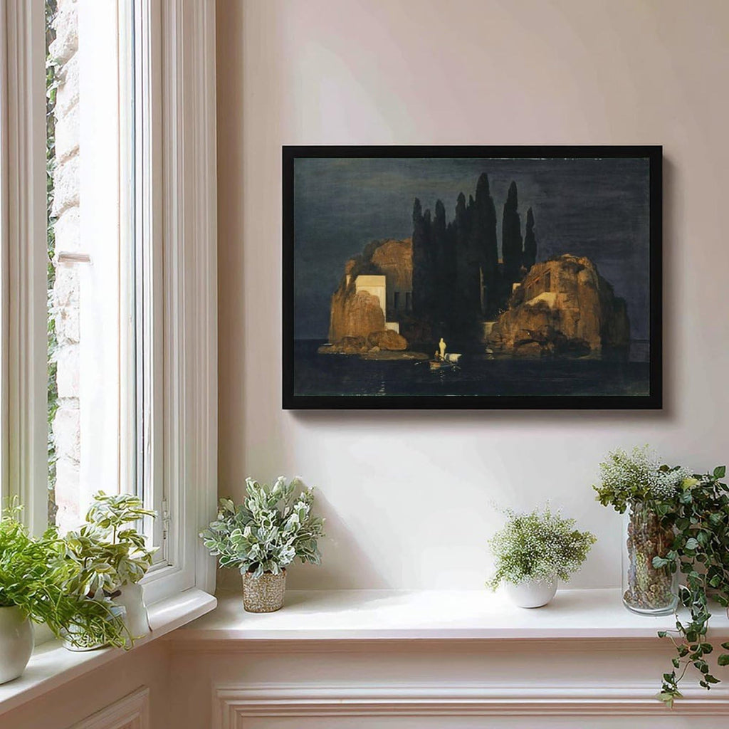 Arnold Bocklin Isle of Dead Canvas Wall Art, Symbolism Oil Painting Print, Vintage Gothic Fine Poster Bedroom Office