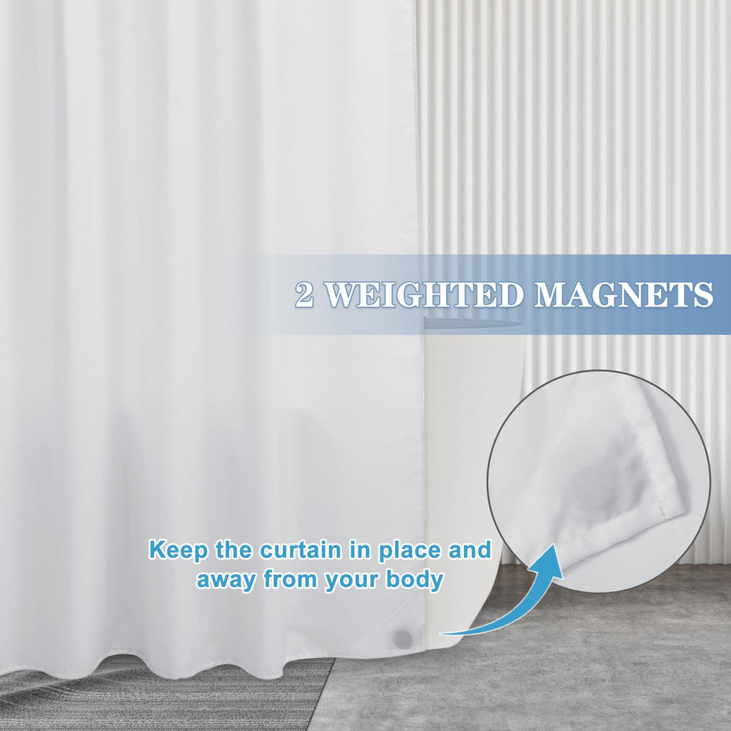 Fabric Shower Curtain Liners with Magnets 2 Pcs 54X78 Inch White