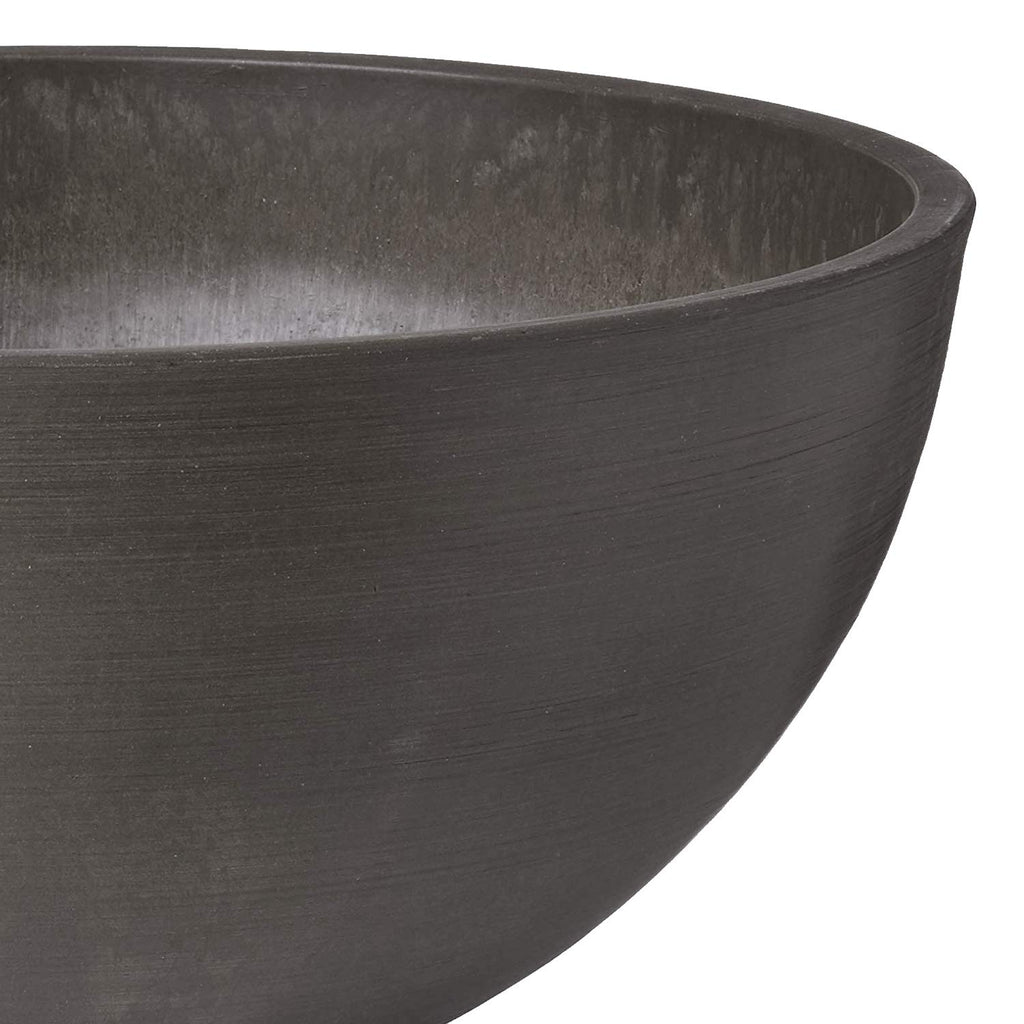 15x8 inch Plastic/Stone/Wood Composite Square Planter - No Drainage Hole (Drillable), Simplicity Bowl, Dark Charcoal