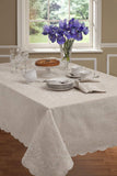French Perle Linen Embroidered Tablecloth, Linen, 60" W x 84" L